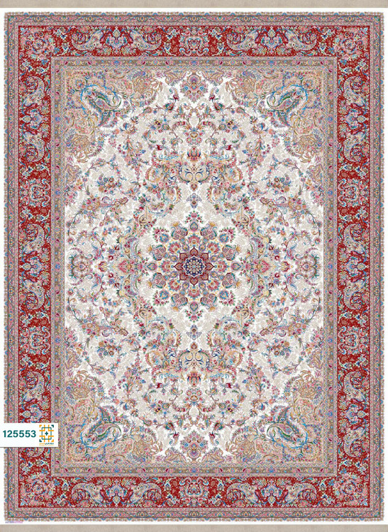 فرش ابریشم دستباف گونه دربار کد 125553