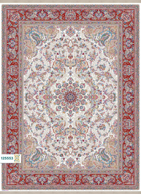فرش ابریشم دستباف گونه دربار کد 125553