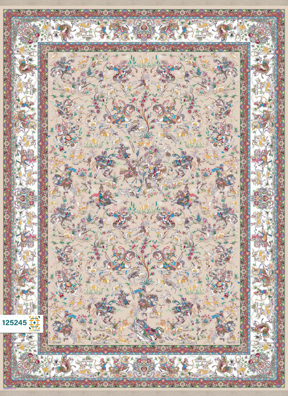 فرش ابریشم دستباف گونه دربار کد 125245