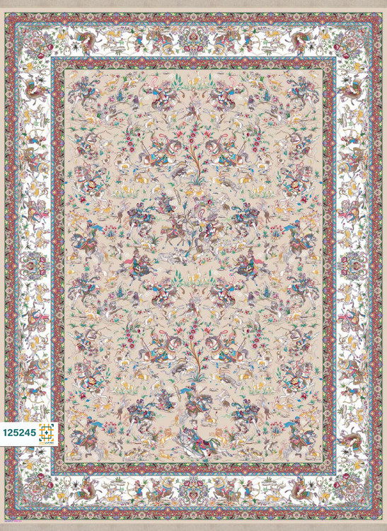 فرش ابریشم دستباف گونه دربار کد 125245