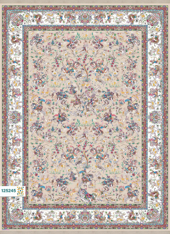 فرش ابریشم دستباف گونه دربار کد 125245