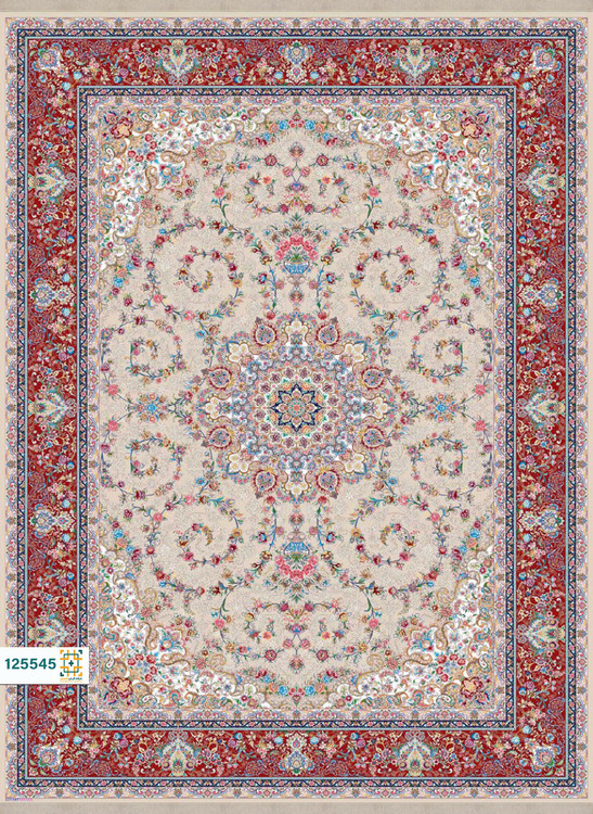 فرش ابریشم دستباف گونه دربار کد 125544