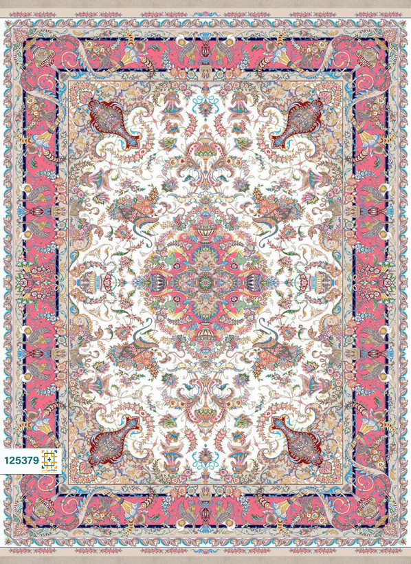 فرش ابریشم دستباف گونه دربار کد 125379