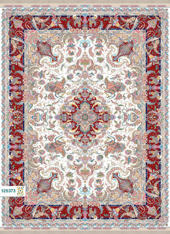 فرش ابریشم دستباف گونه دربار کد 125373
