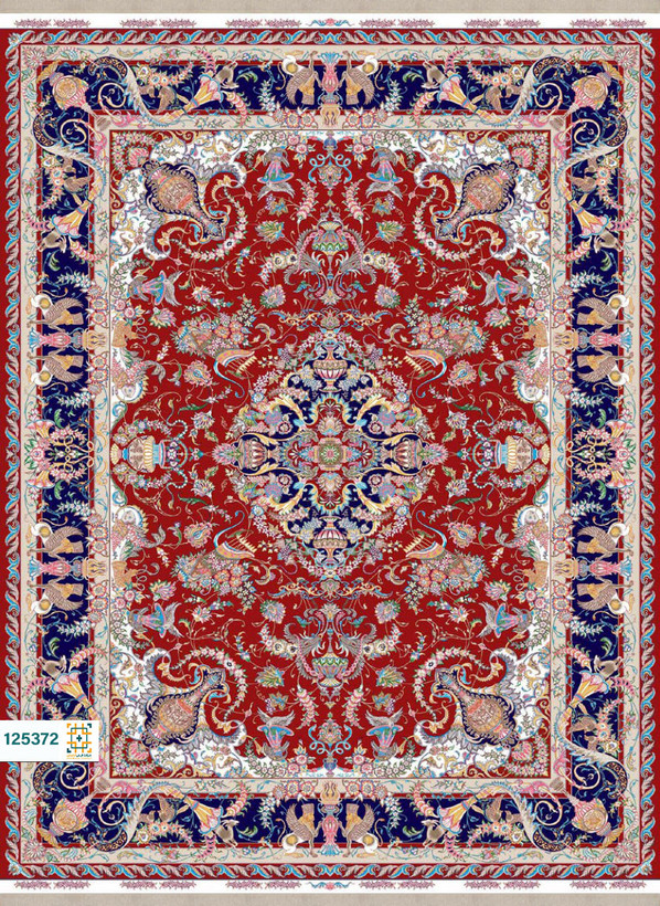 فرش ابریشم دستباف گونه دربار کد 125373