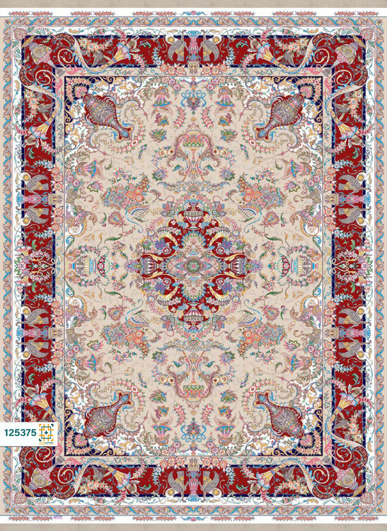 فرش ابریشم دستباف گونه دربار کد 125373