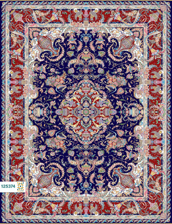 فرش ابریشم دستباف گونه دربار کد 125370