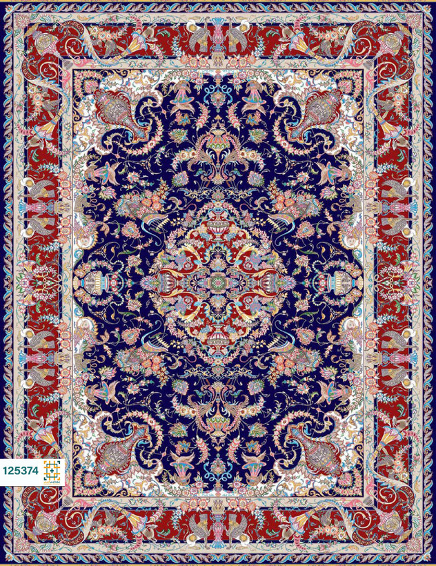 فرش ابریشم دستباف گونه دربار کد 125370
