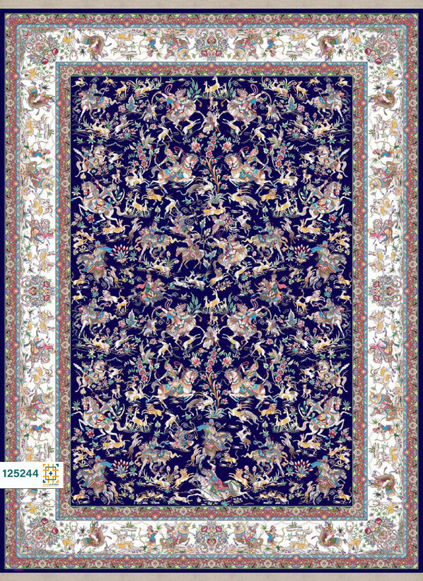 فرش ابریشم دستباف گونه دربار کد 125249